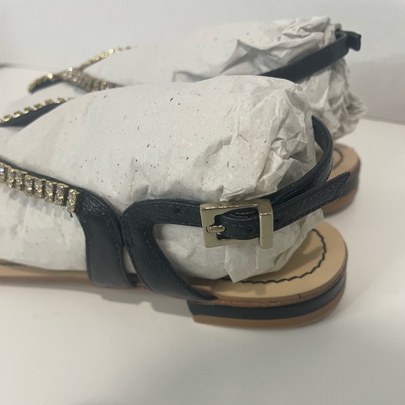 Klub Nico JUDY Black Leather T-Strap Jewel Adjustable Buckle Sandals SZ 7 NEW - Picture 6 of 8